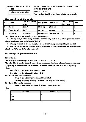 Đề thi chọn học sinh giỏi môn Tin học Lớp 12 - Năm học 2019-2020 - Trường THPT Đồng Đậu